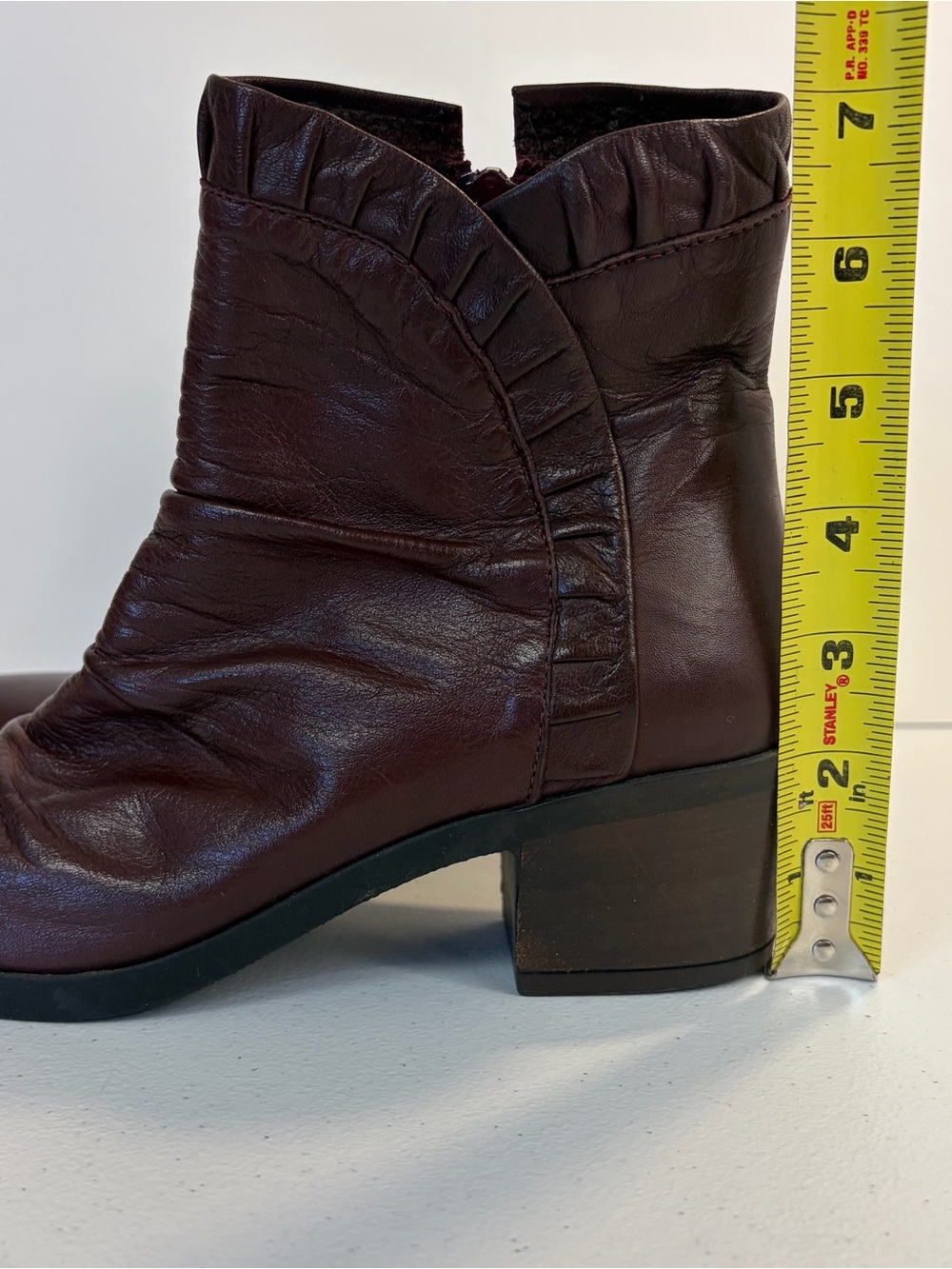 Bueno Connie Burgundy Red Leather Ankle Bootie Boots Winter Lined Size 37 6.5 7 - Picture 8 of 10